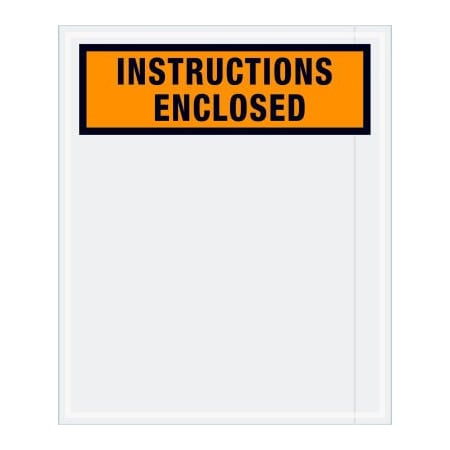 Box Packaging Panel Face Envelopes, "Instructions Enclosed" Print, 10"L x 12"W, Orange, 500/Pack PL479